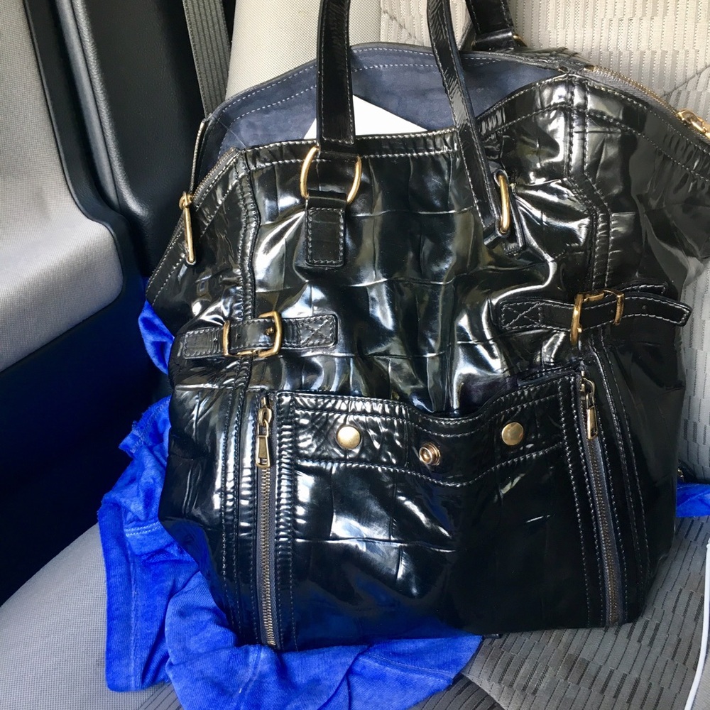 Yves Saint Laurent Black Patent Leather Bag